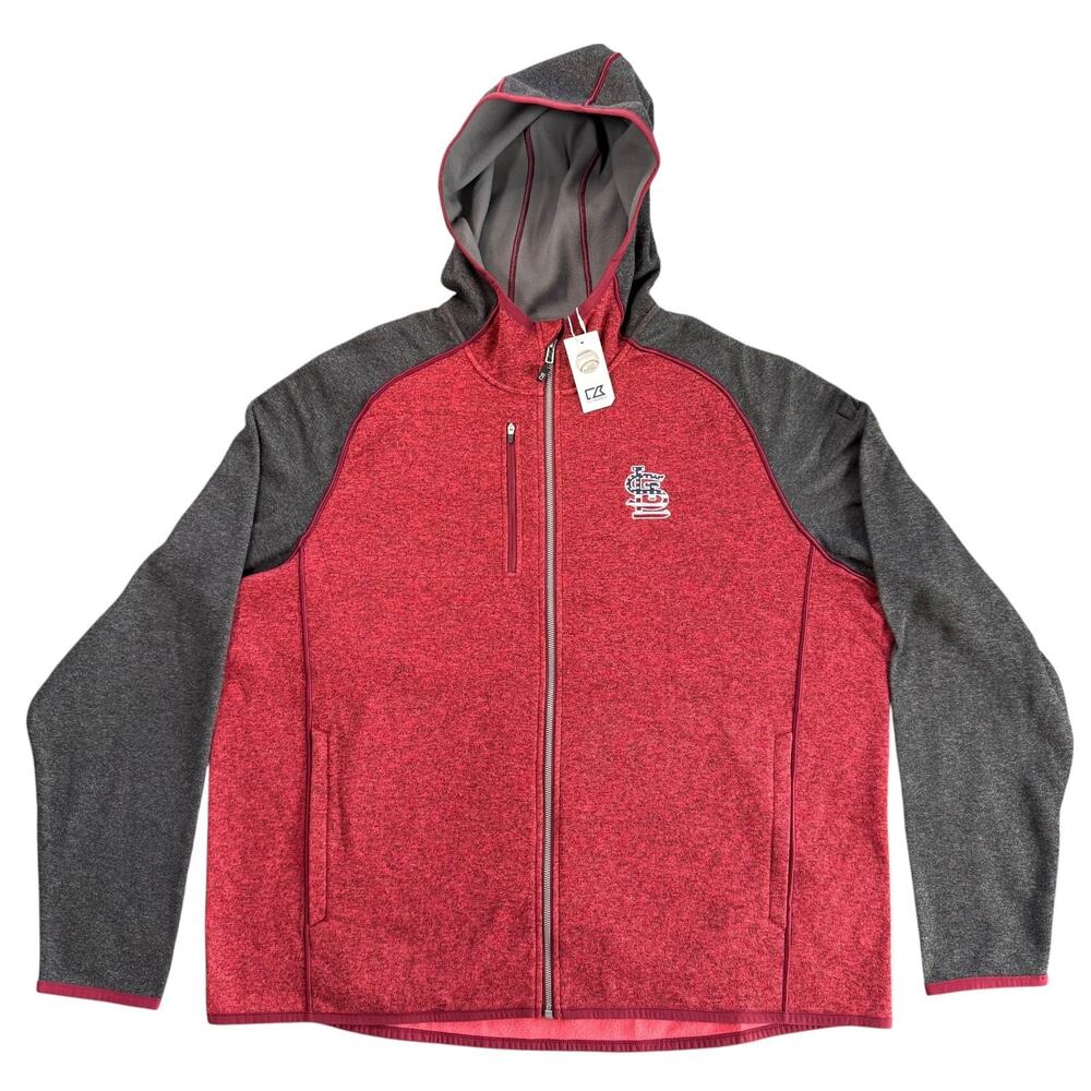 Cutter Buck St Louis Cardinals Hoodie Mens 2XL Mainsail Full Zip NWT MLB